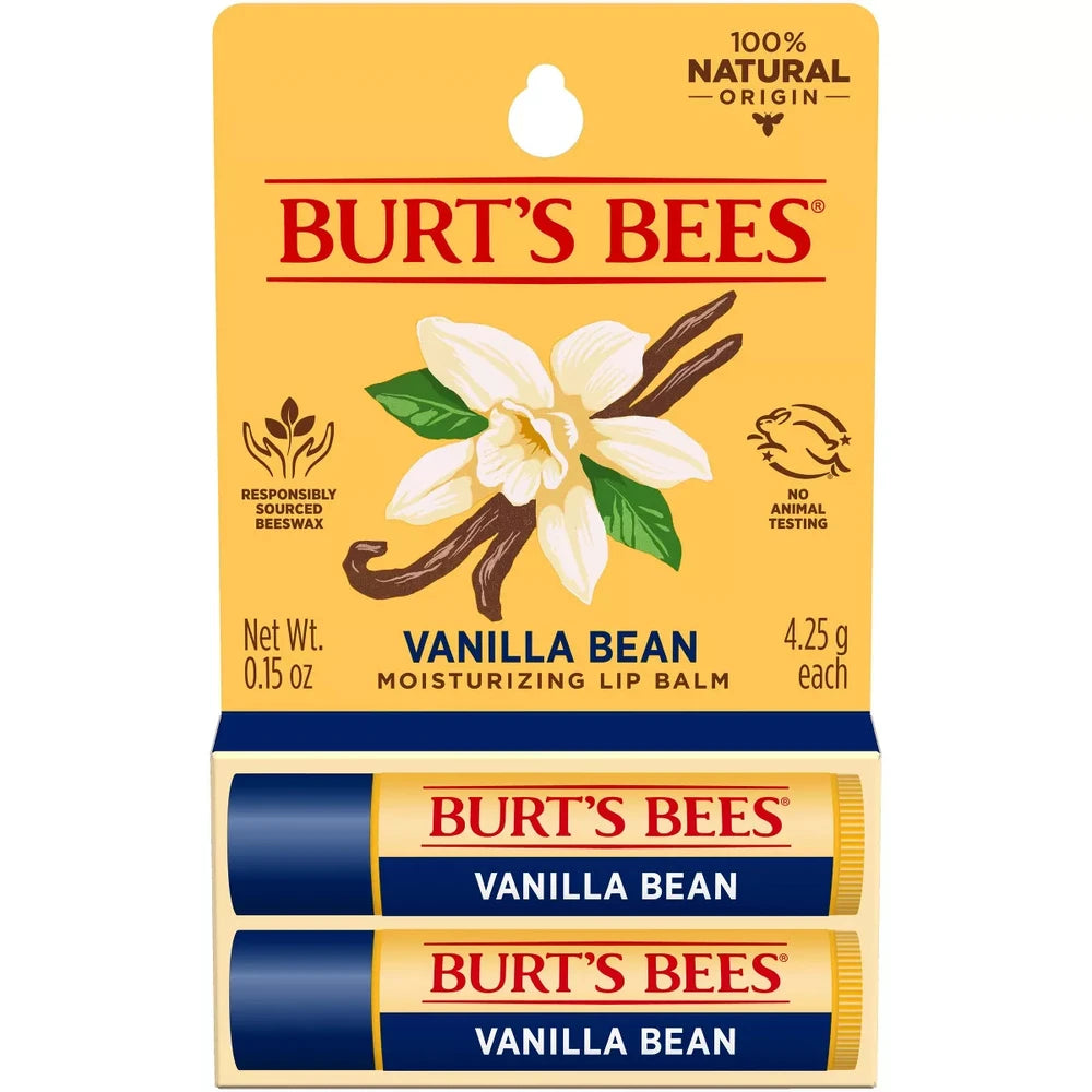 Burt S Bees 100% Natural Moisturizing Lip Balm Vanilla Bean 2 Count 0.15 Oz (Pack Of 48)