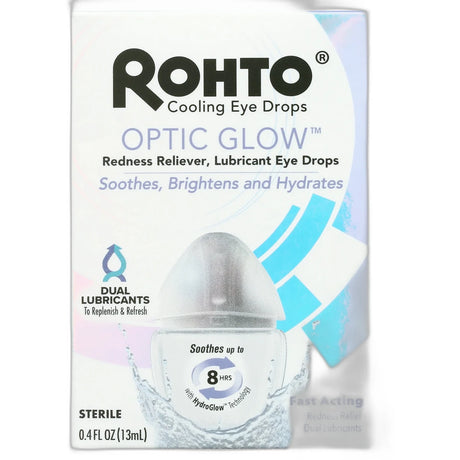 Rohto Optic Glow Redness Reliever Cooling Eye Drops 13 Ml 0.4Oz (Pack Of 24)