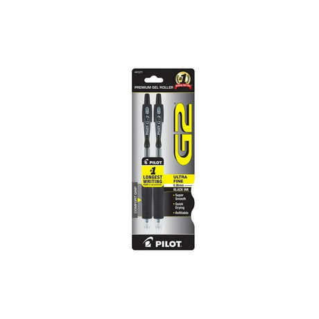 Pilot G2 Premium Retractable Gel Ink Pens Ultra Fine Point 0.38 mm Black Ink (Pack of 48)