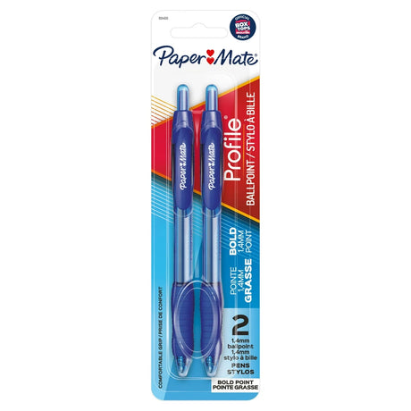 Paper Mate Profile Retractable Ballpoint Pens Bold (1.4mm) Blue 2 Count (Pack of 48)