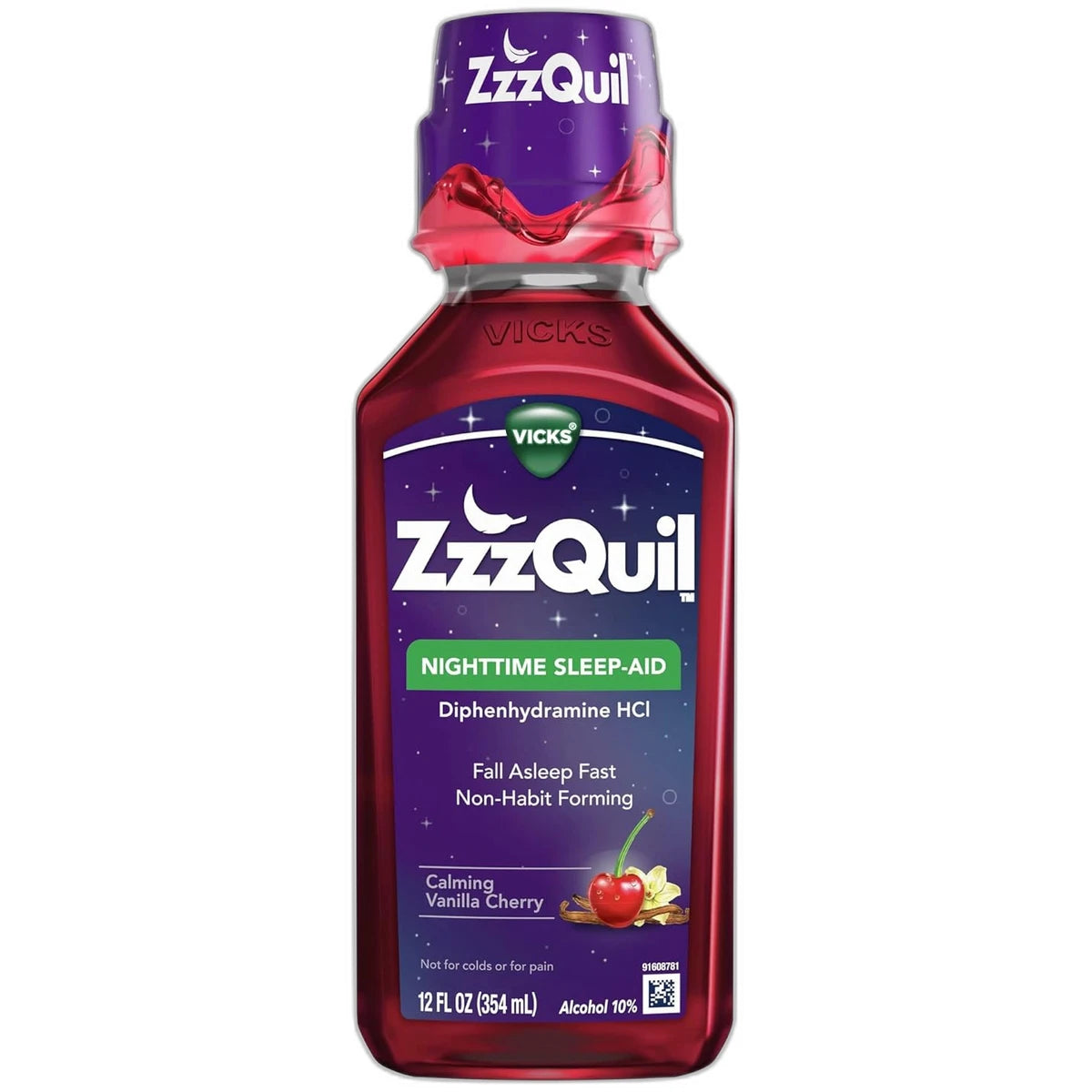 Zzzquil Night Time Sleep-Aid Liquid Syrup Calming Vanilla Cherry12Oz (Pack of 12)