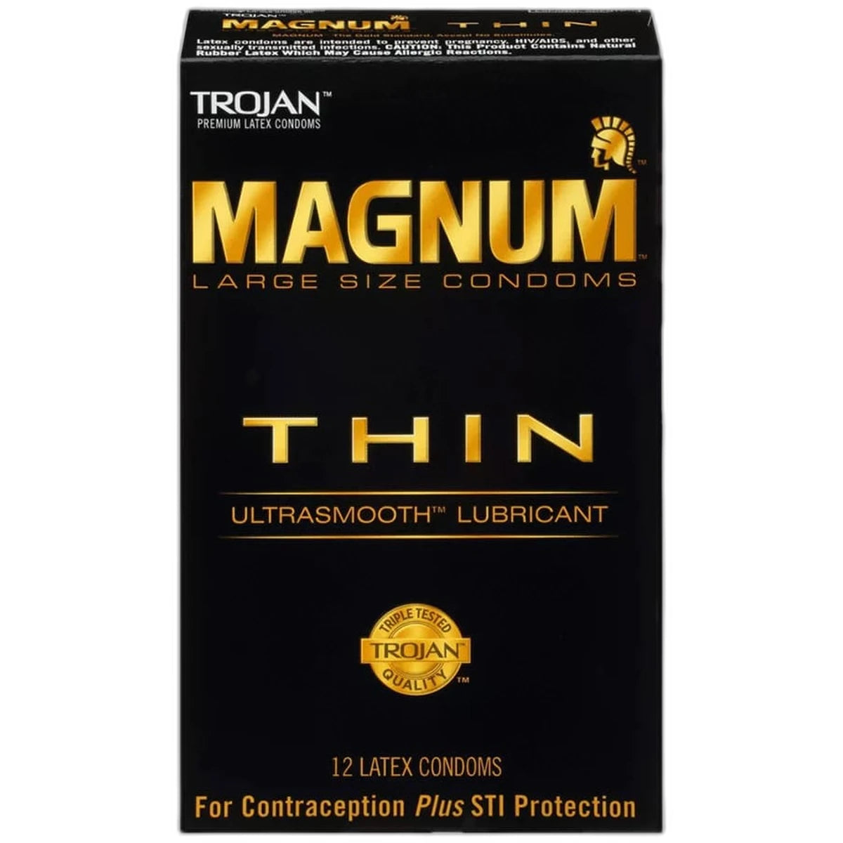 Trojan Magnum Thin Large Size Lubricated Premium Latex Condoms 2.1oz (Pack of 48)