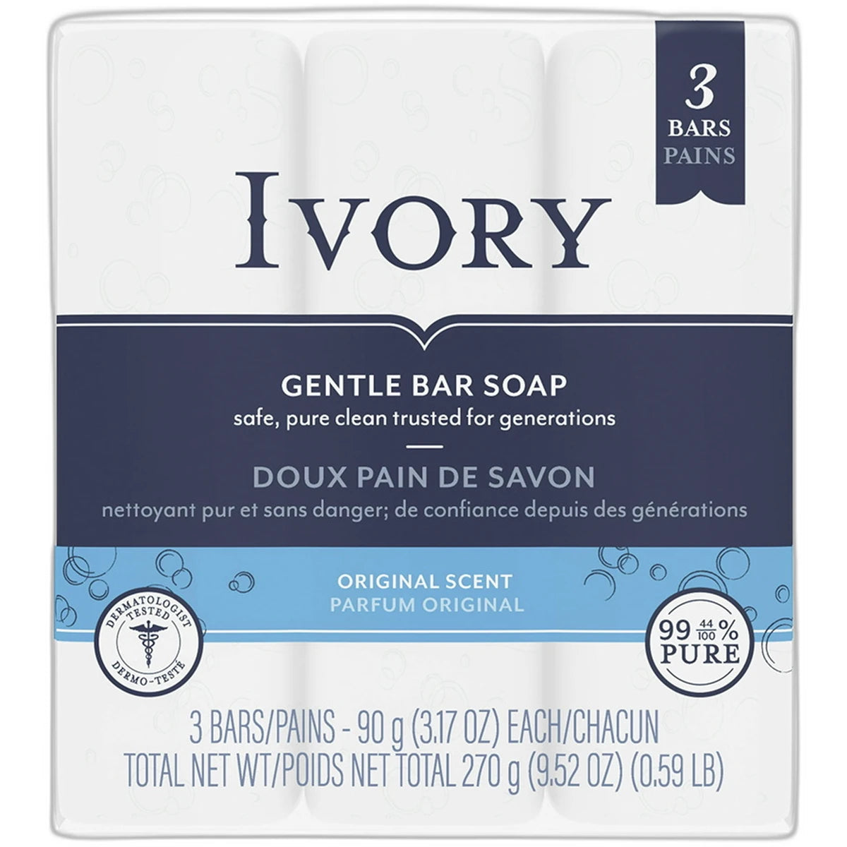 Ivory Bar Soap Original 3 Pack 3.17Oz (Pack of 24)
