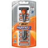 BIC Comfort 3 Refillable Three-Blade Razor 1 Handle and 6 Cartridges 7 Piece R (Pack of 72)