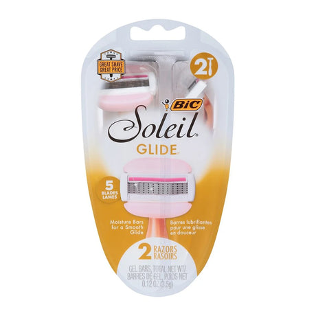Bic Soleil Glide Disposable Razors For Women 5 Blades With Shea Butter Moisture Bars 2 Piece Razor Set 0.12 Oz (Pack Of 72)