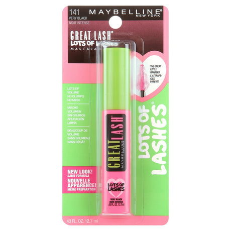 Maybelline New York Great Lash Lots of Lashes Washable Mascara, Very Black 0.43 fl Oz (Pack of 72)