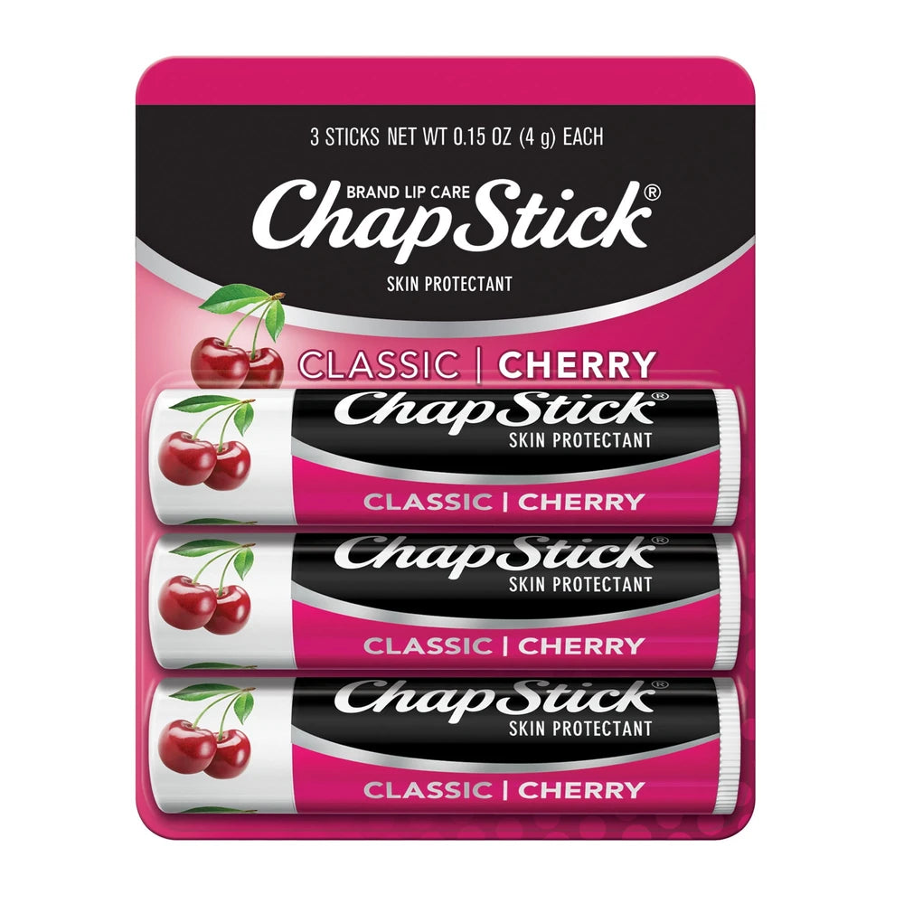 Chapstick Classic Lip Balms, Cherry, Pack Of 3 Sticks , 0.15 Oz (Pack Of 72)