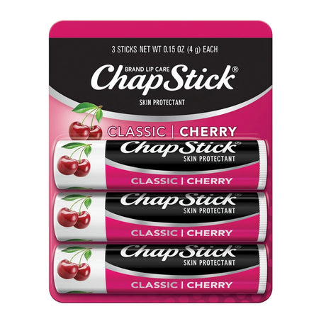 Chapstick Classic Lip Balms, Cherry, Pack Of 3 Sticks , 0.15 Oz (Pack Of 72)