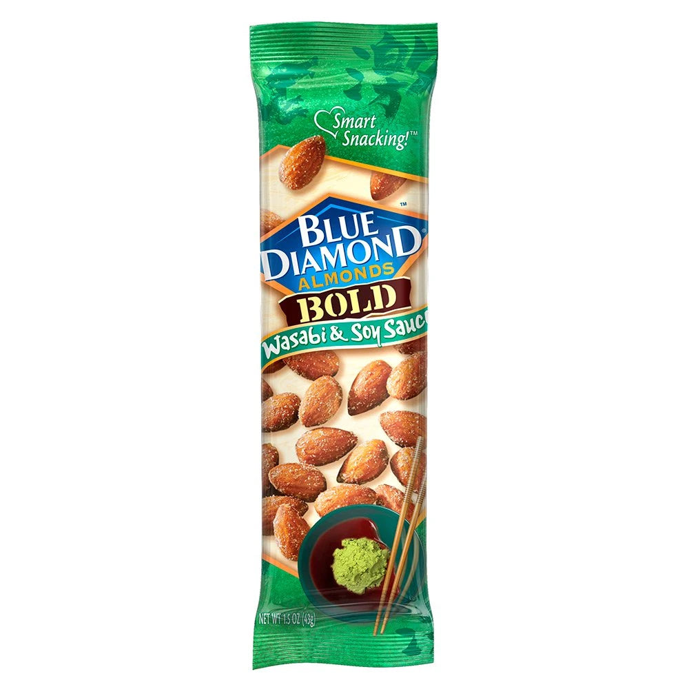 Blue Diamond Bold Wasabi and Soy Sauce Almonds 1.5 Oz (Pack of 144)