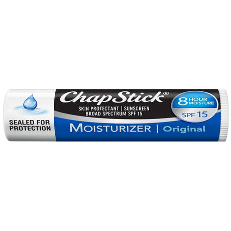 ChapStick Moisturizer SPF 15 Skin Protectant Lip Balm Tube, Original Flavor, 0.15 Oz (Pack of 144)
