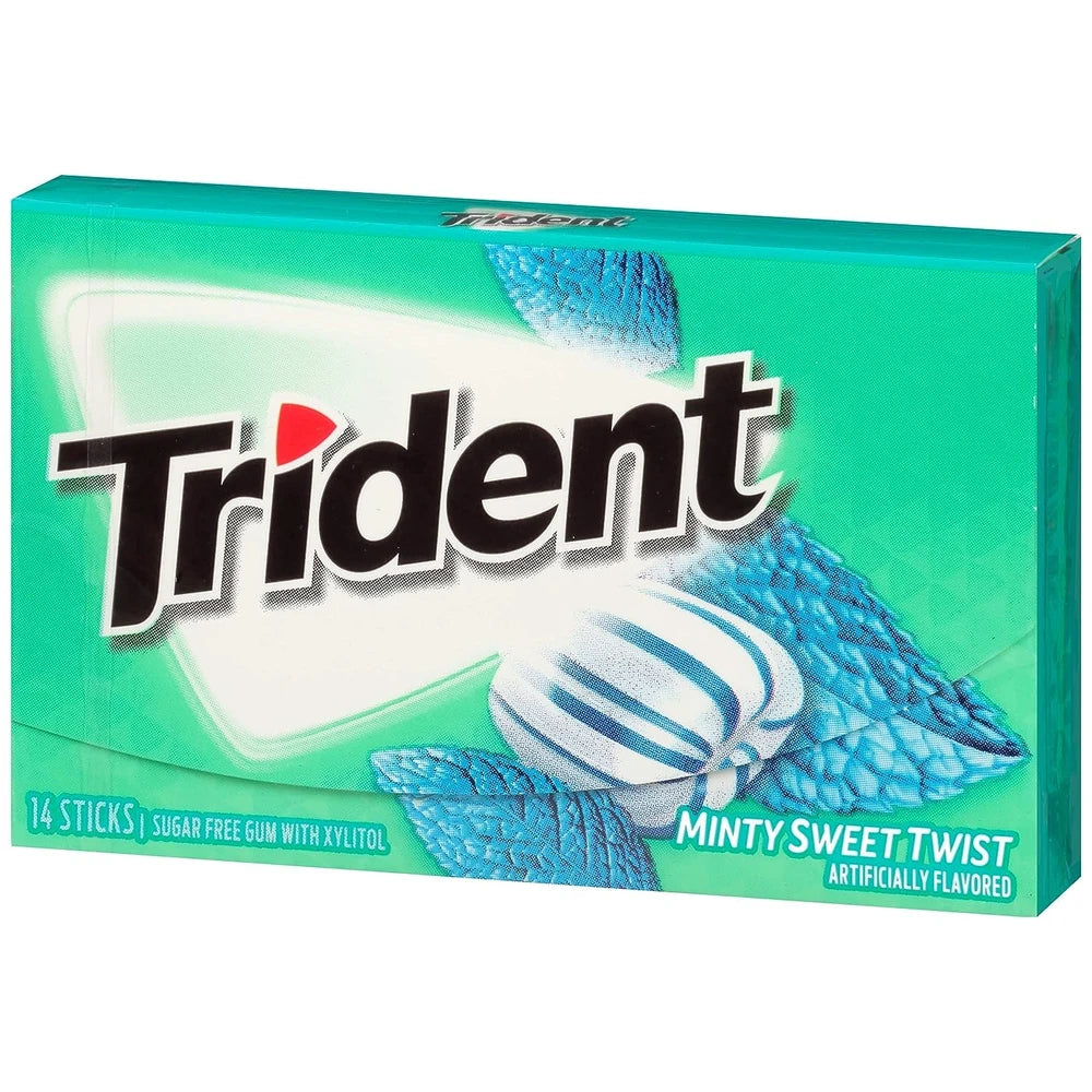 Trident Minty Sweet Twist Gum - Sugar Free, 14 Ct (Pack of 144)