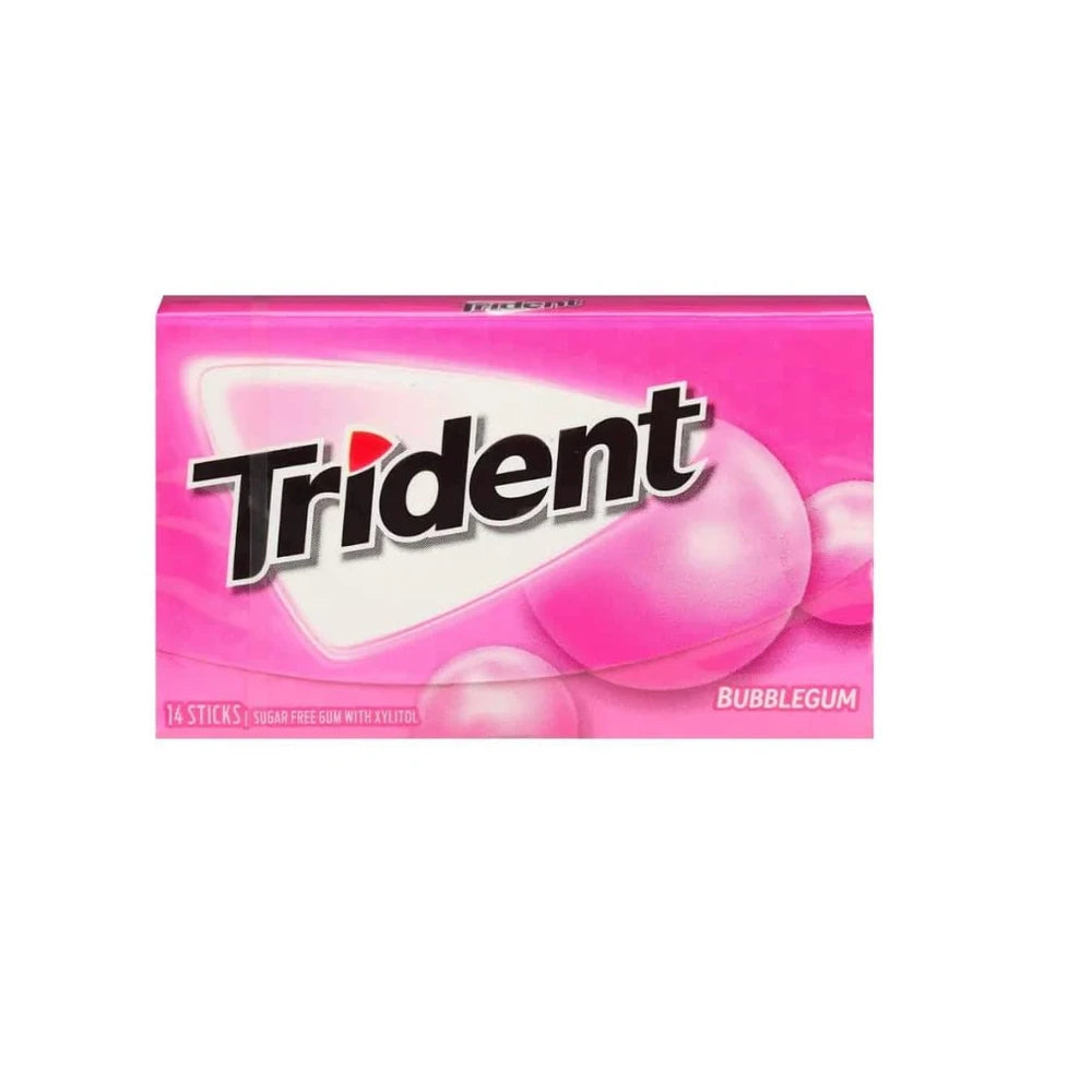 Trident Bubblegum Sugar Free Gum, 14 Ct (Pack of 144)
