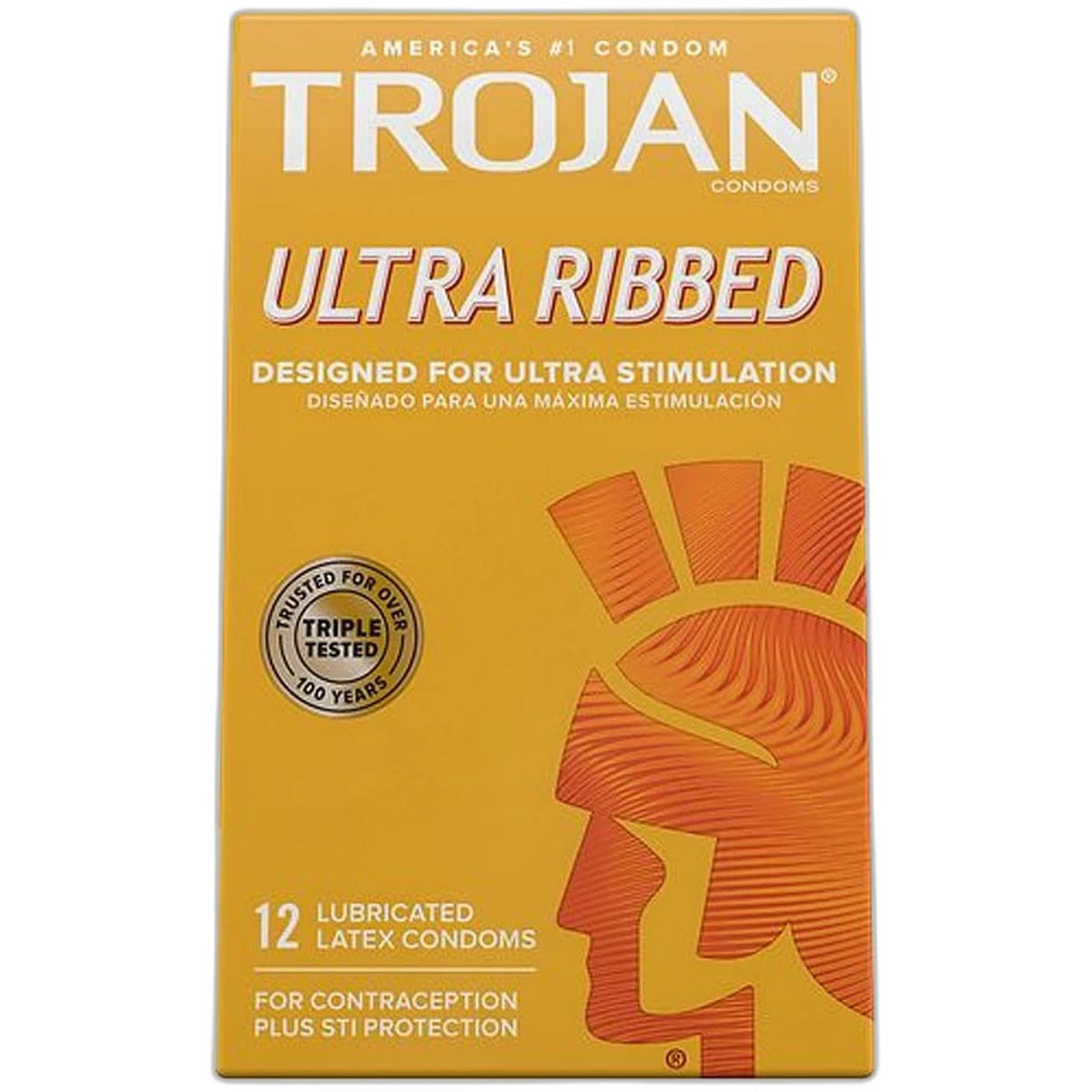 Trojans Stimulations Ultra Ribbed Lubricated Latex Condoms 0.35oz (Pack of 48)