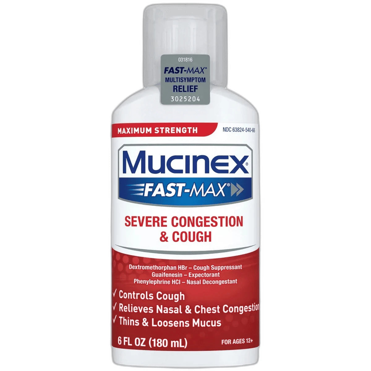 Mucinex Fast-Max Severe Congestion & Cough Relief Liquid 6Oz (Pack Of 6)