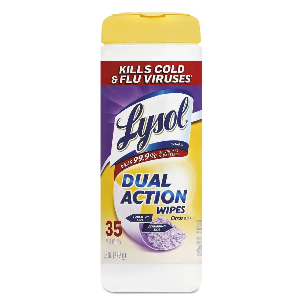 Lysol Dual Action Disinfecting Wipes Citrus 9.8oz (Pack of 12)