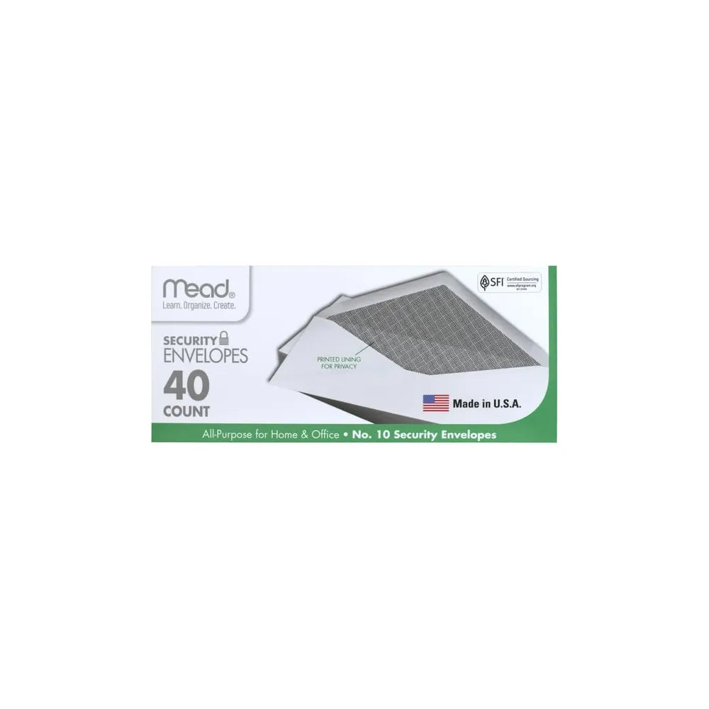 Mead 10 Security Envelopes White 22.56oz (Pack of 24)
