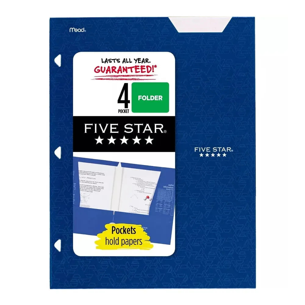 Mead Five Star 4 Pocket Paper Folder Assorted Colors 8oz (Pack of 48)