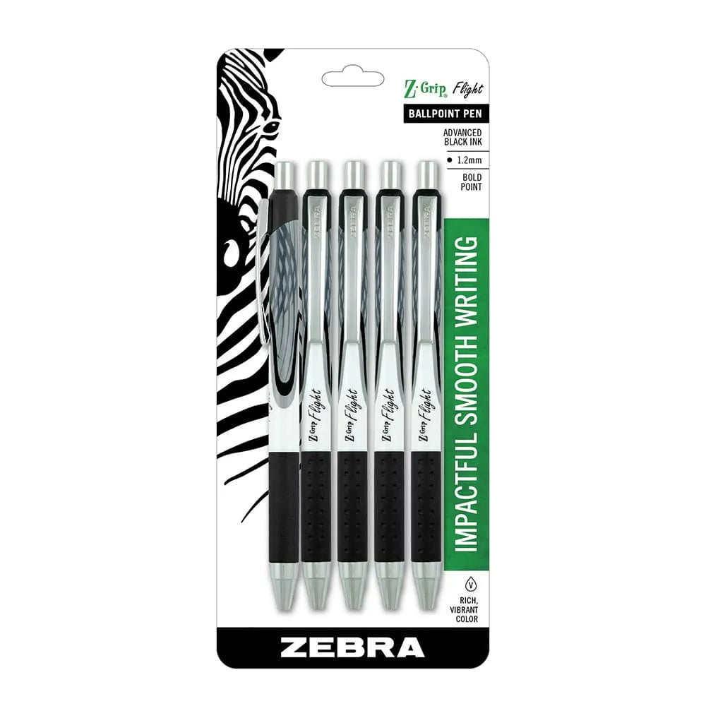 Zebra Pen Z-Grip Flight Retractable Ballpoint Pen 1.2mm Black Ink 1.76Oz (Pack of 48)