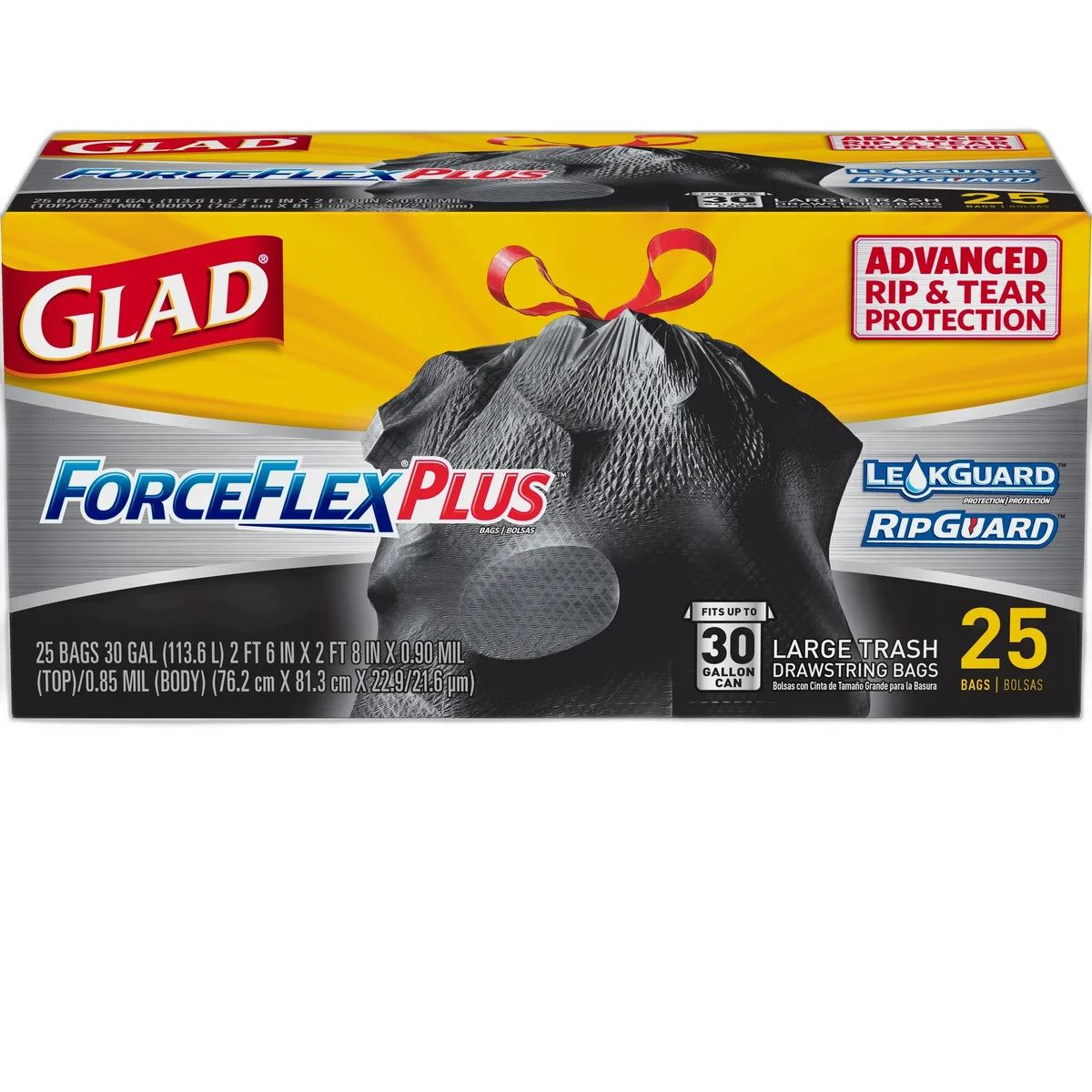 Glad ForceFlex Extra Strong Outdoor Drawstring Large Trash Bags  29.8 Oz (Pack of 6)