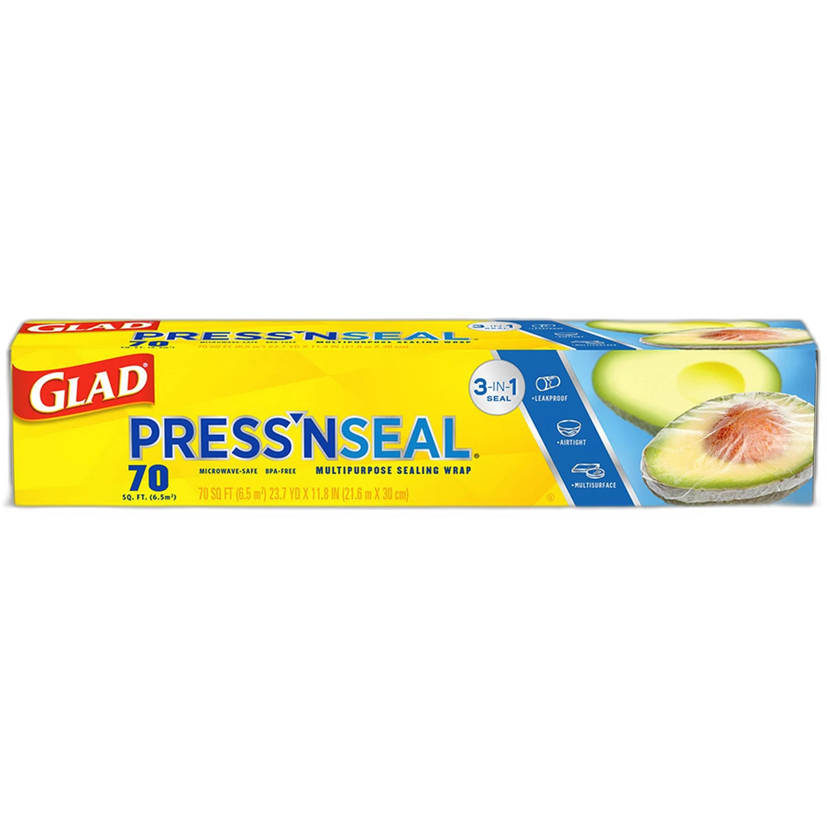 Glad Press'n Seal Plastic Food Wrap 70 Square Feet 3.32oz (Pack of 12)