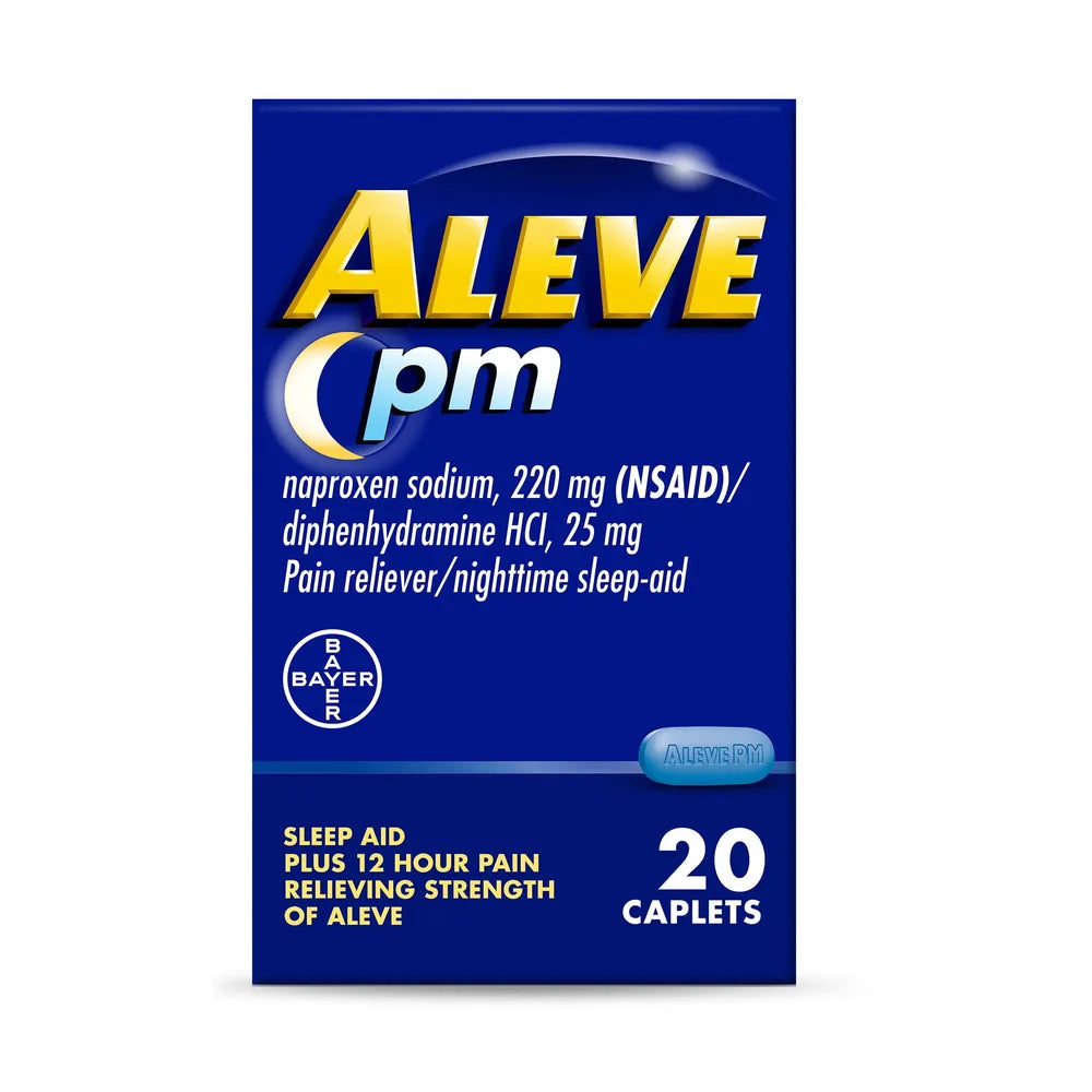 Aleve Pain Relief and Nighttime Sleep Aid Naproxen Sodium Caplets 20 Count 1.264oz (Pack of 36)
