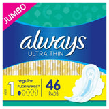 Always Ultra Thin Size 1 Regular Pads With Wings Unscented 46 Count image may vary 8oz (Pack of 6)