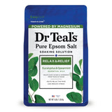 Dr Teal's Epsom Salt Magnesium Soak - Relax & Relief with Eucalyptus & Spearmint 48 Oz (Pack of 4)