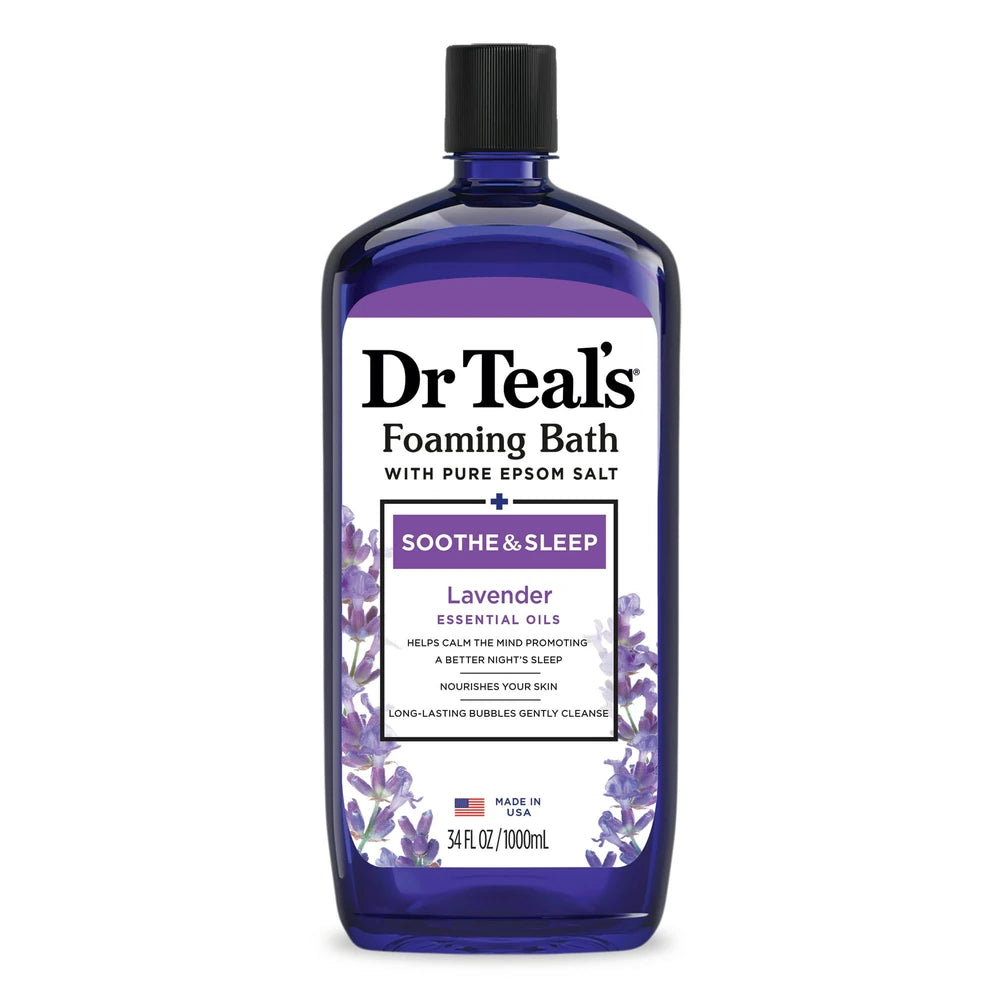 Dr Teal s Foaming Bath with Pure Epsom Salt Soothe & Sleep with Lavender 34 Fl. Oz (Pack of 12)