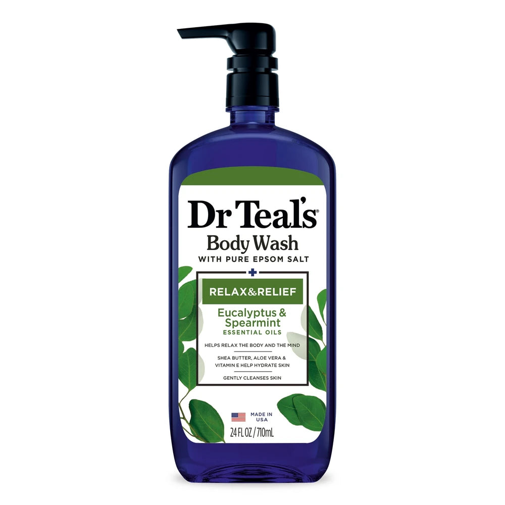 Dr Teal s Body Wash Relax and Relief with Eucalyptus Spearmint (Pack of 4) 24 Fl. Oz