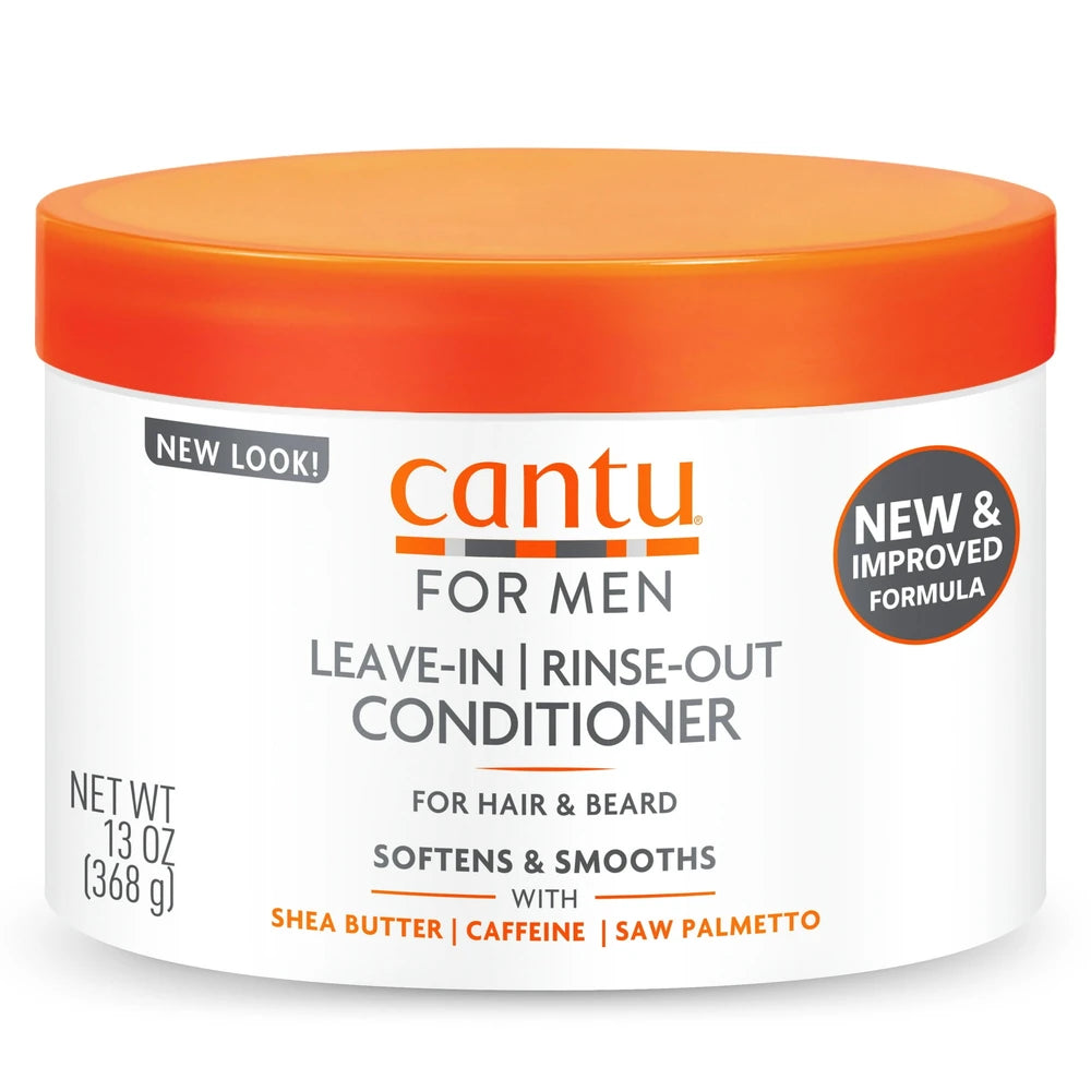 Cantu for Men Leave-In or Rinse-Out Conditioner for Hair & Beard (Pack of 12) 13 Oz