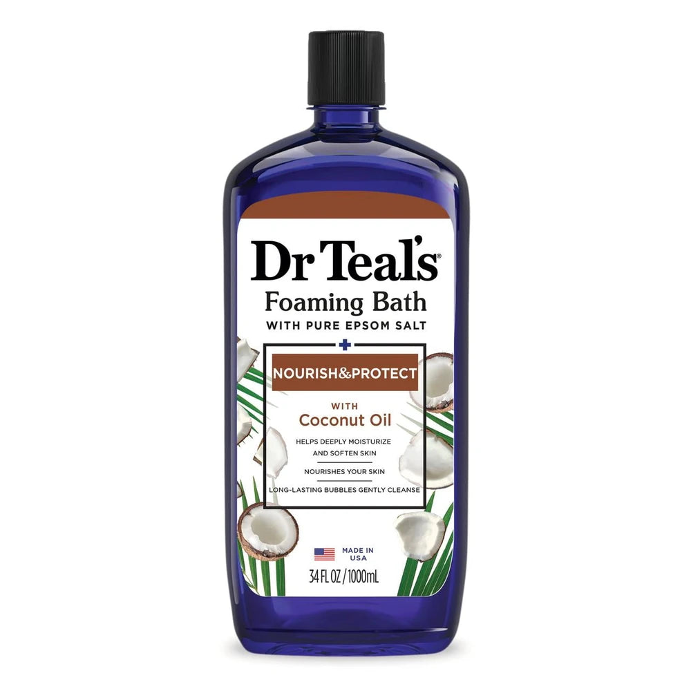 Dr Teal s Nourish & Protect Foaming Bubble Bath with Pure Epsom Salt and Coconut 34 Fl. Oz (Pack of 12)