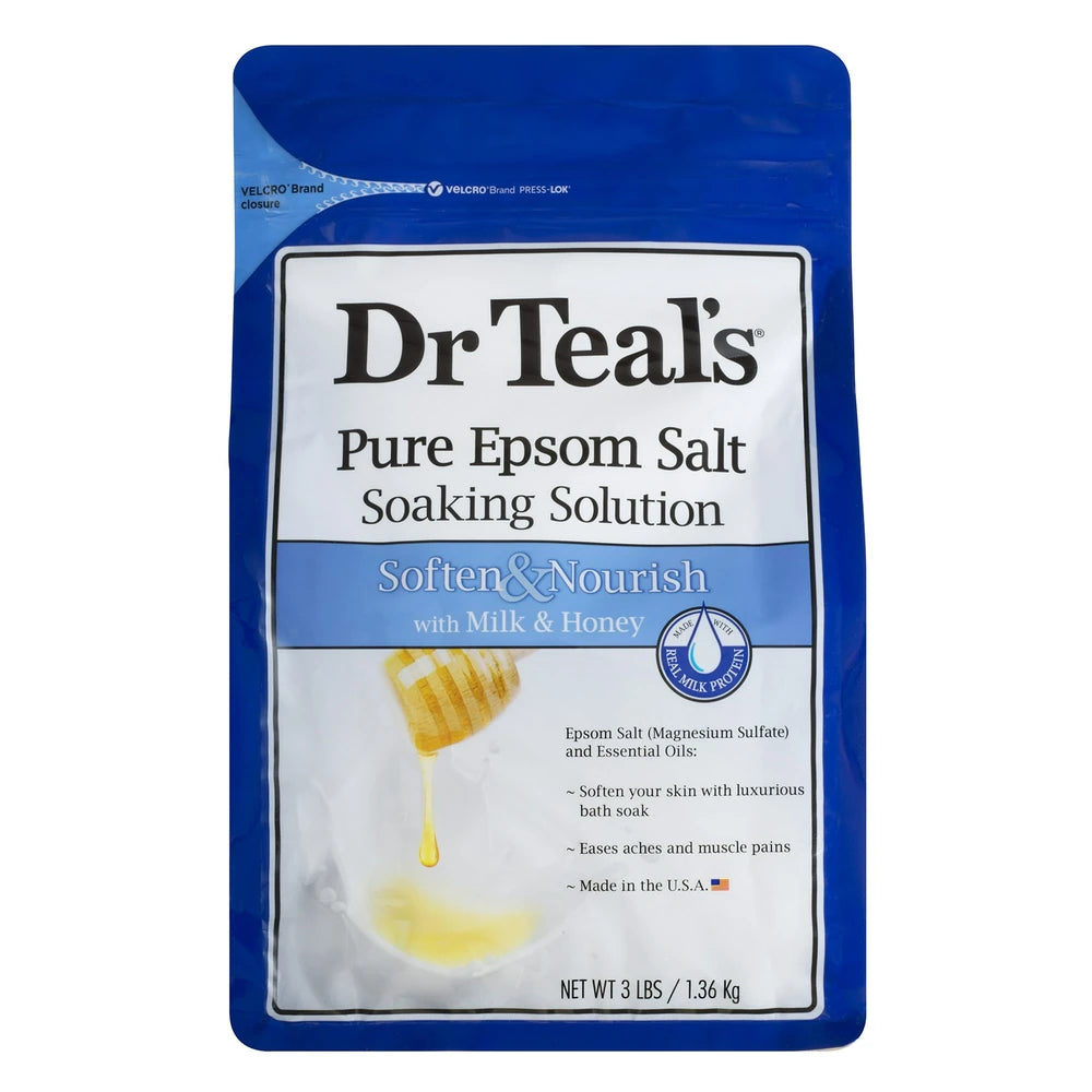Dr Teal s Pure Epsom Salt Soaking Solution Soften & Nourish with Milk & Honey 48 Oz (Pack of 4)