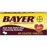 Bayer Genuine Aspirin 325mg Pain Reliver/Fever Reducer Tablets 50 Ea 9.6oz (Pack of 36)