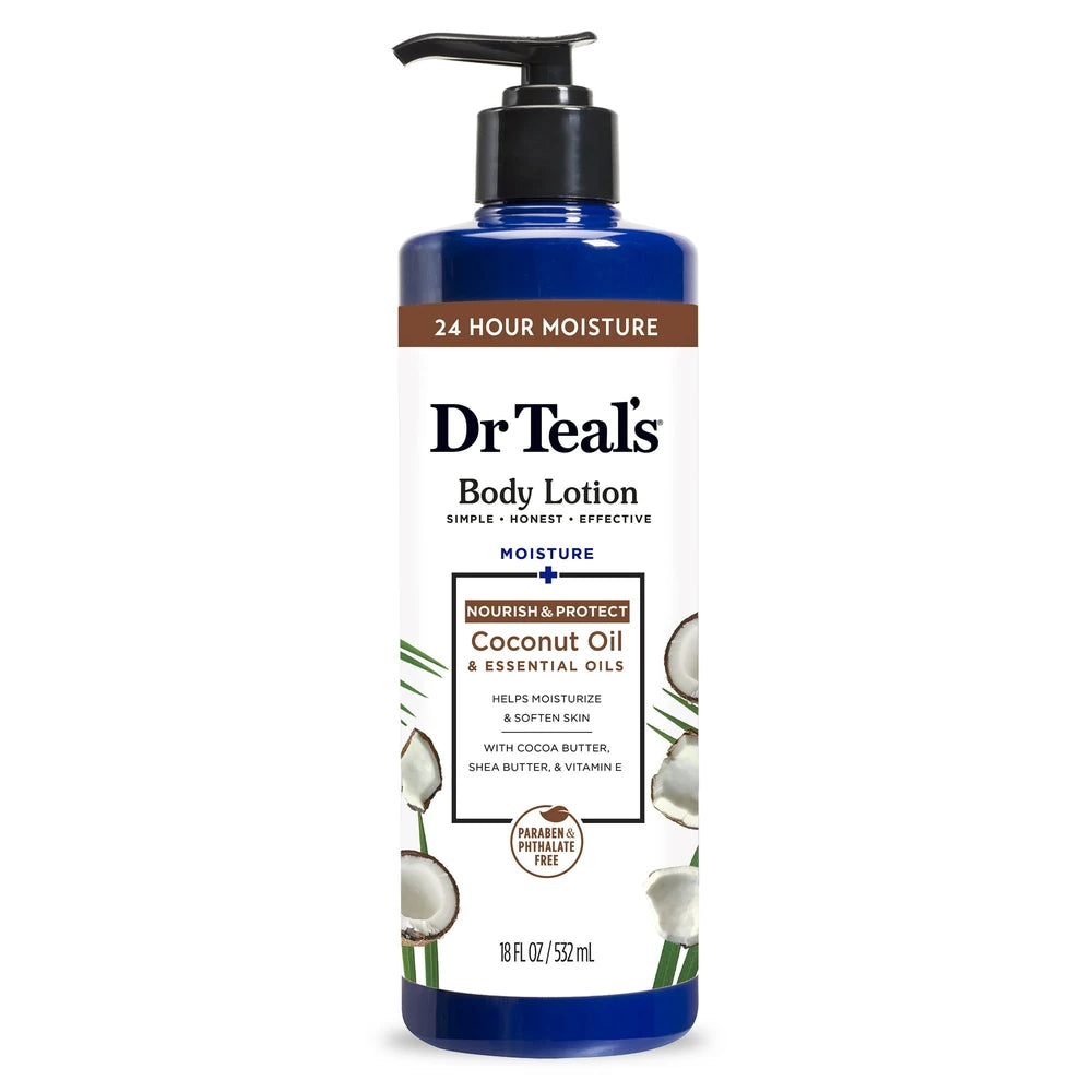 Dr Teal s Body Lotion Moisture + Nourishing with Coconut Oil & Essential Oils 18 Oz(Pack of 12)