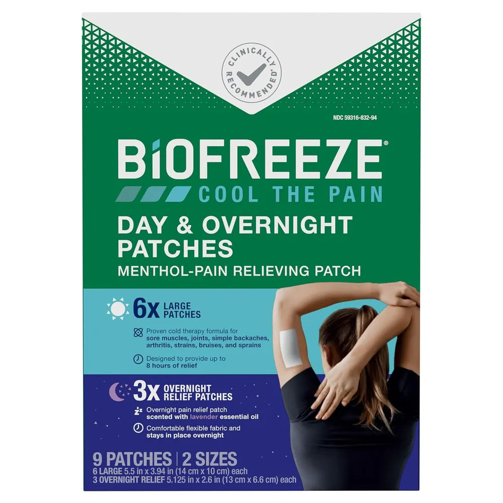 Biofreeze Day/Night Patch 9 Count 0.35Oz (Pack Of 24)