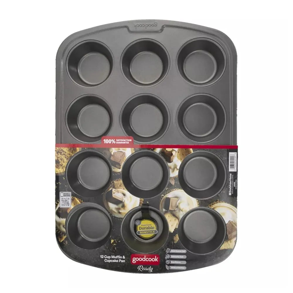 Good Cook Ready Nonstick Muffin and Cupcake Pan 16.96Oz (Pack of 12)