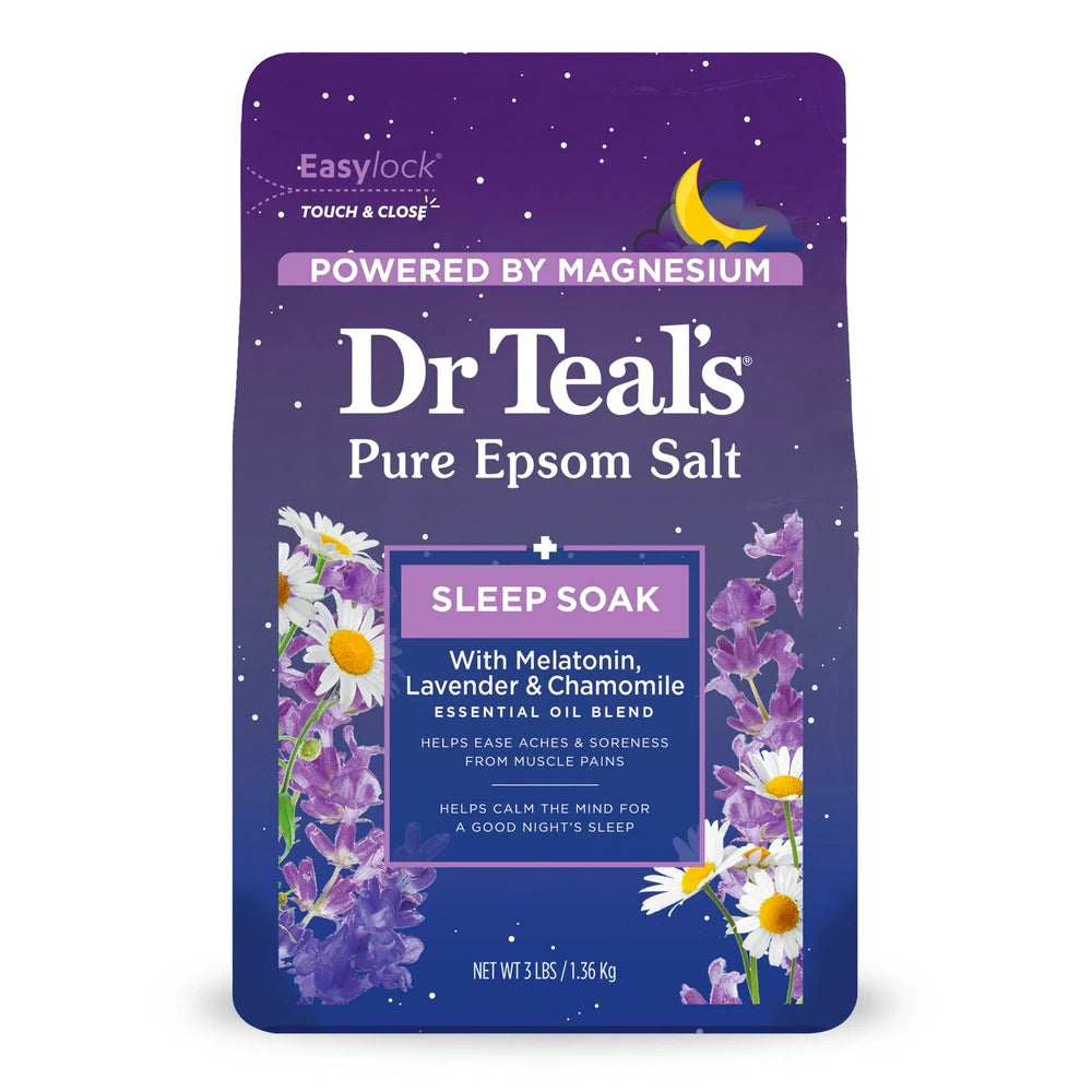 Dr Teal s Epsom Salt Magnesium Soak Sleep Blend with Melatonin Lavender & Cham 48 Oz (Pack of 4)