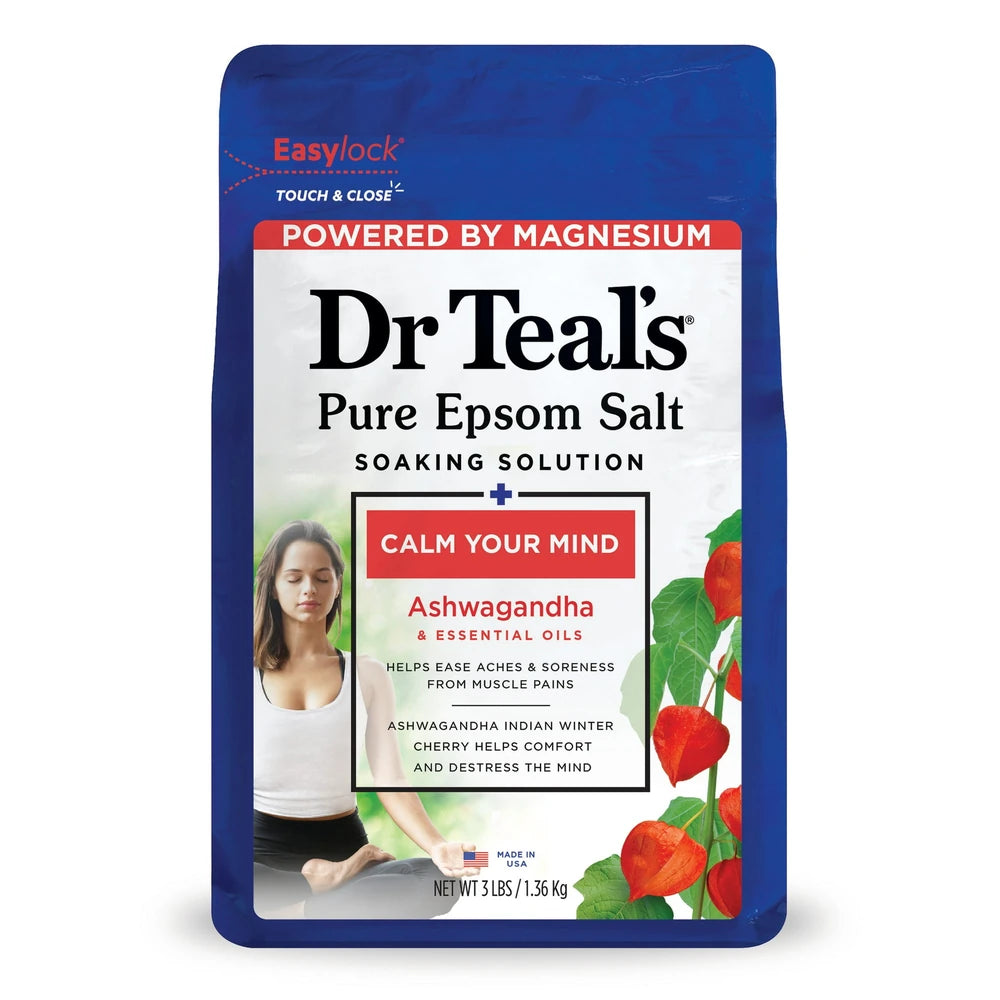 Dr Teal s Epsom Salt Magnesium Soak Ashwagandha & Essential Oils 48 Oz (Pack of 4)