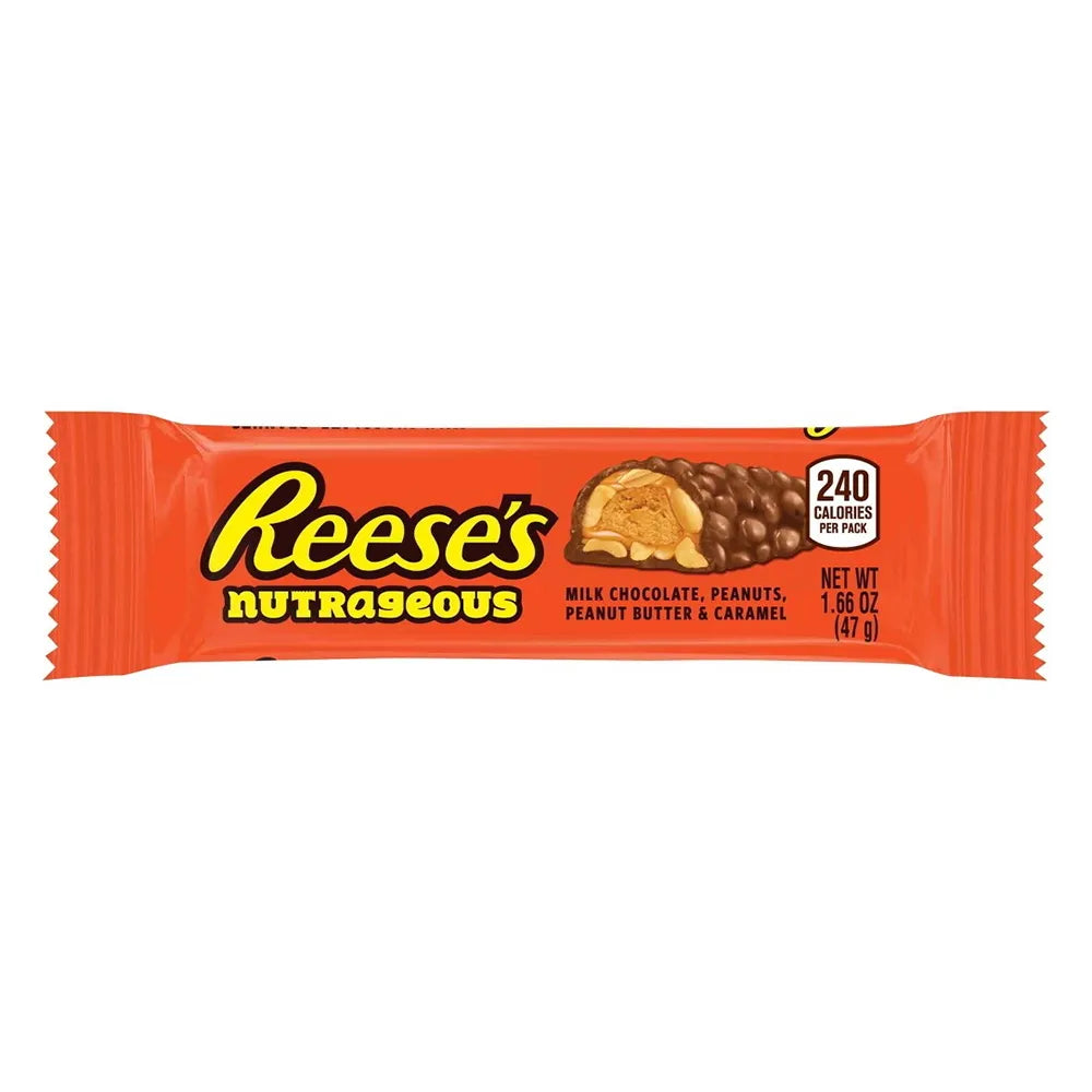 Reeses Nutrageous Milk Chocolate Peanut Butter Candy Bar 1.66Oz (Pack of 288)