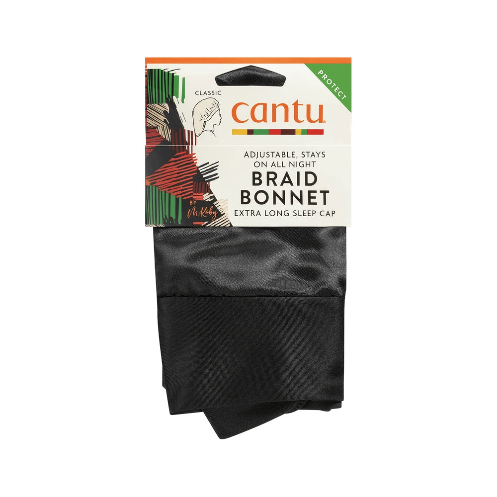 Cantu Braid Bonnet Extra Long Sleep Cap Black (Pack of 36)
