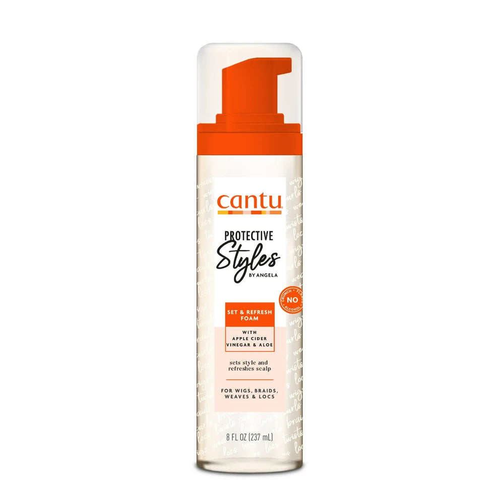 Cantu Protective Styles by Angela Set & Refresh Foam with Apple Cider Vinegar & 8 Oz (Pack of 12)