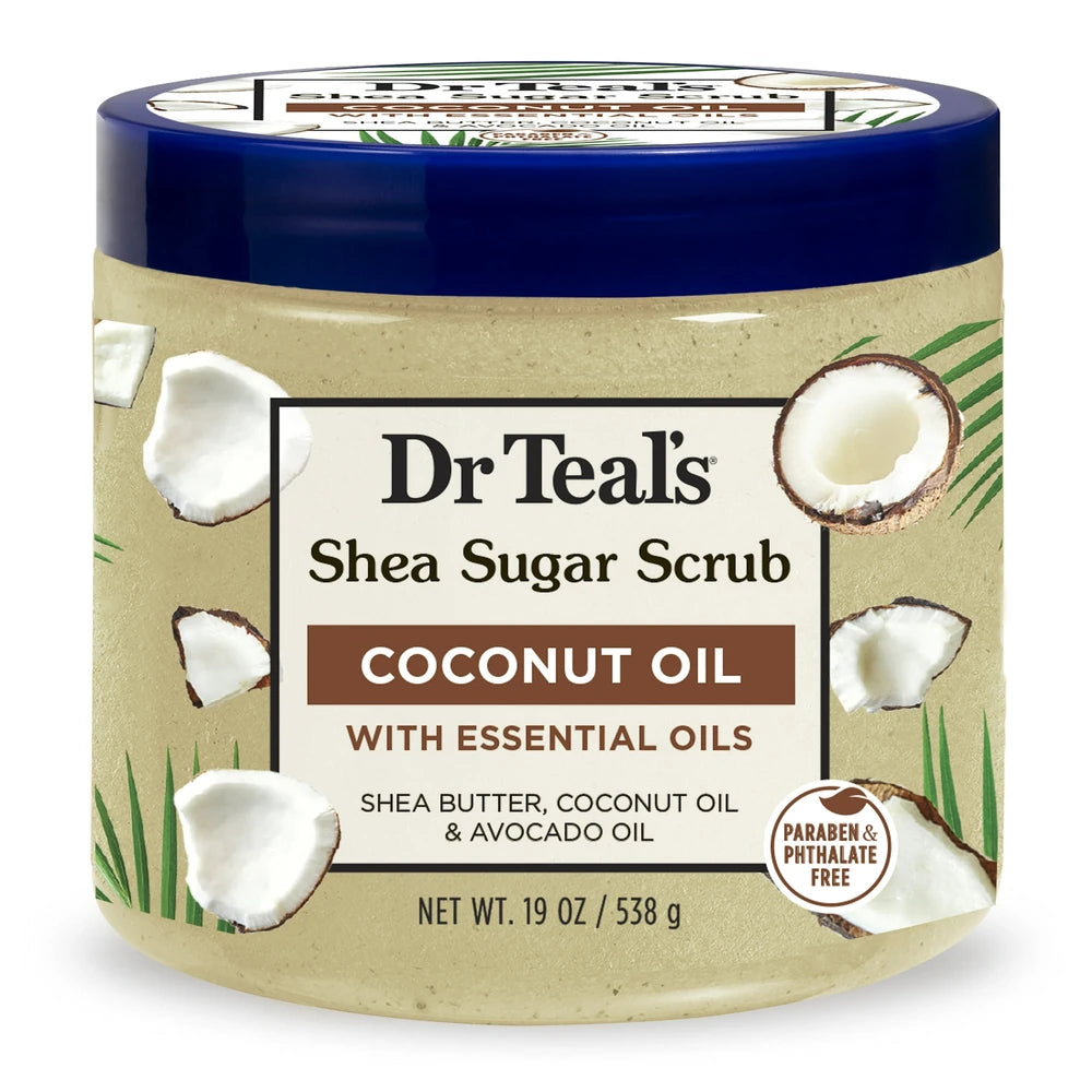 Dr Teal s Shea Sugar Body Scrub Coconut Oil with Essential Oils (Pack of 12) 19 Oz