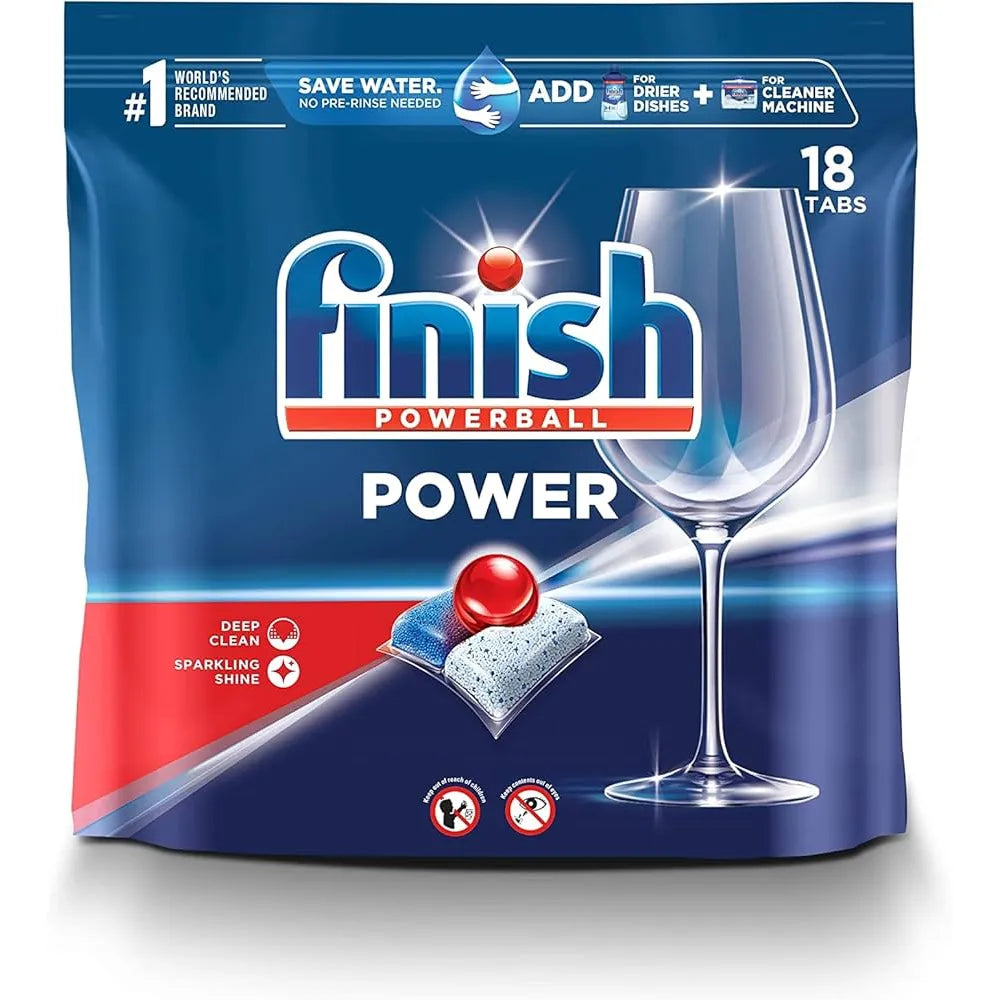 Finish Power Dishwasher Detergent Powerball Dishwashing Tablet18 Count 68.38oz (image may vary) (Pack of 6)