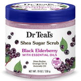 Dr Teal s Shea Sugar Body Scrub Black Elderberry with Essential Oils 19 oz (Pack of 12)