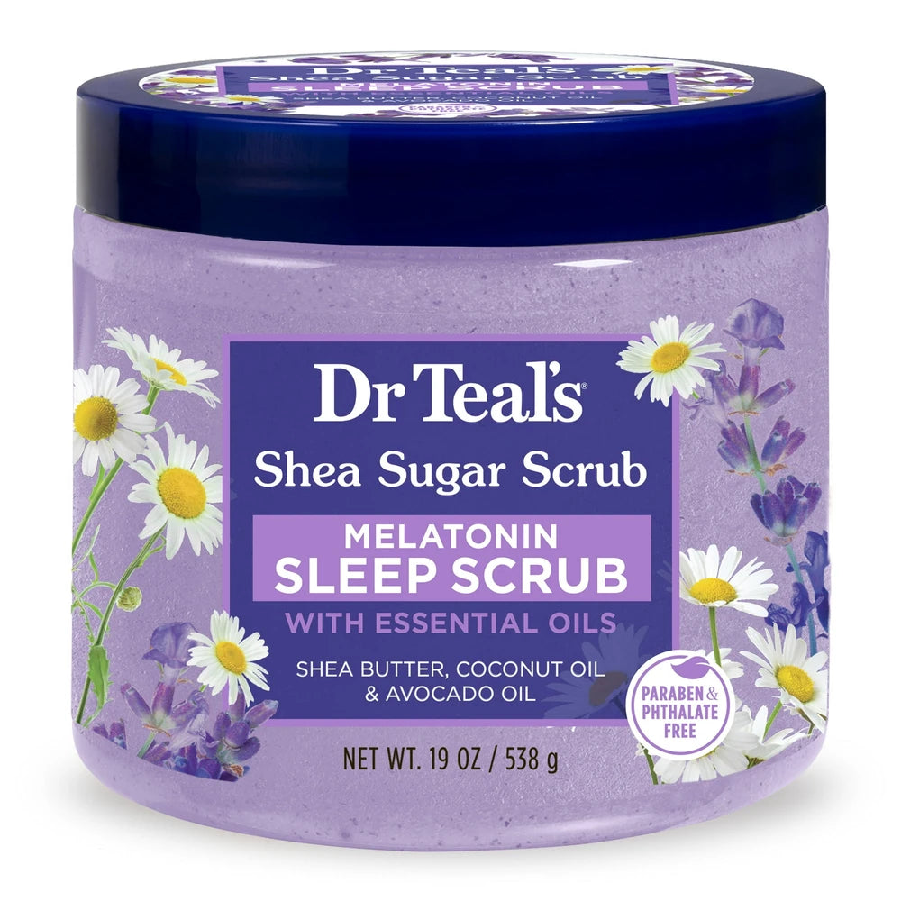 Dr Teal’s Shea Sugar Sleep Scrub with Melatonin Lavender & Essential Oils 19 oz (Pack of 12)