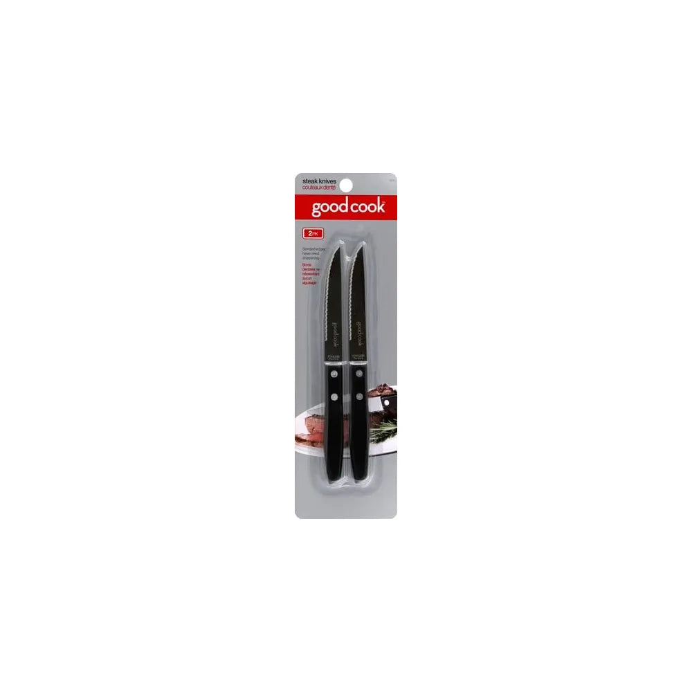 GoodCook 2-Piece Serrated Blade Steak Knife Set Black/Silver 1.6oz (Pack of 72)