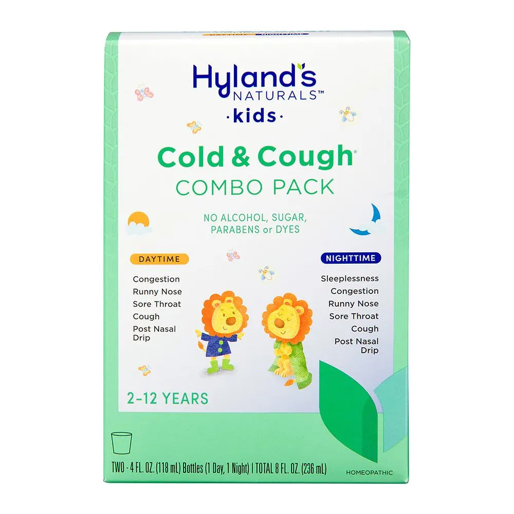 Kids Cold Medicine for Ages 2+ Hylands Naturals Kids Cold & Cough Day and Night Combo Pack Syrup Cough Medicine for Kids Nasal Decongestant Allergy Relief 4 Fl Oz (Pack of 2) in 1 pack (Pack of 12)