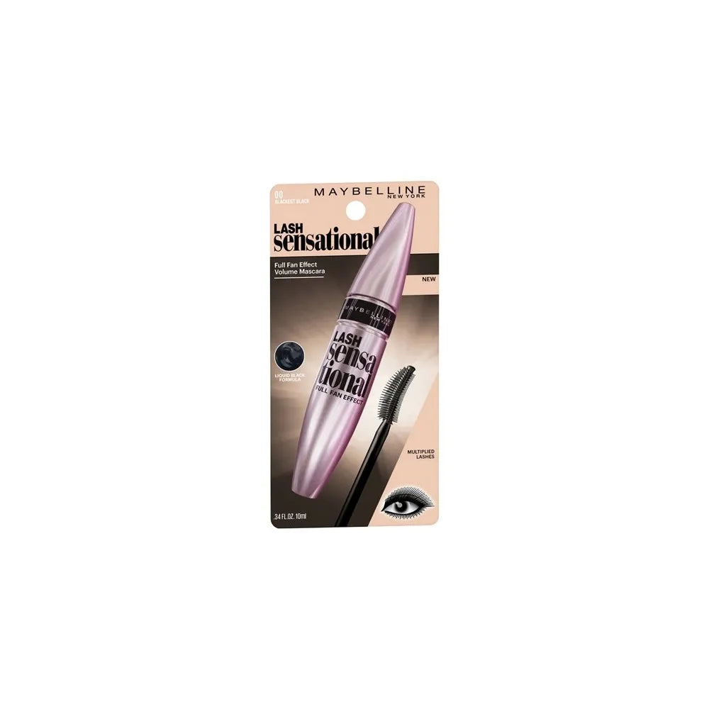 Maybelline New York Lash Sensational Mascara Blackest Black 0.32 oz (Pack of 72)