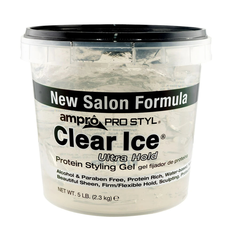 Ampro Clear Ice® Ultra Hold Protein Styling Gel for Resistant Hair Textures 5lb 80oz (Pack of 6)