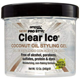 Ampro Clear Ice Coconut Oil Styling Gel 12 oz. Moisturizing Unisex 12oz (Pack of 6)
